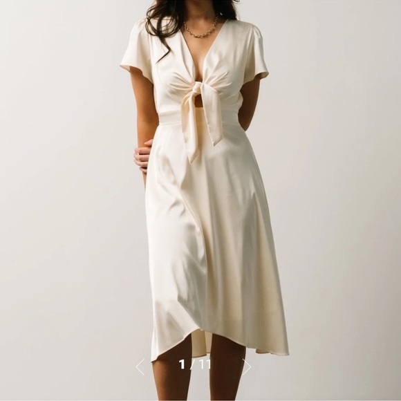 Baltic Born Poppy Satin Midi Dress in Ivory small NWT - Picture 1 of 8